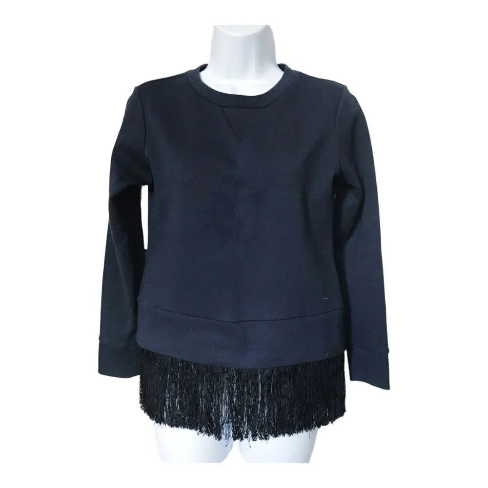J. Crew sweatshirt with fringe hem, Size XXS